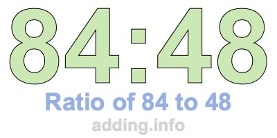 Ratio of 84 to 48 Ratio of 84 to 48
