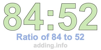 Ratio of 84 to 52 Ratio of 84 to 52