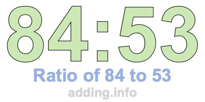 Ratio of 84 to 53 Ratio of 84 to 53