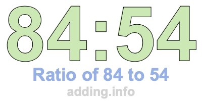 Ratio of 84 to 54 Ratio of 84 to 54