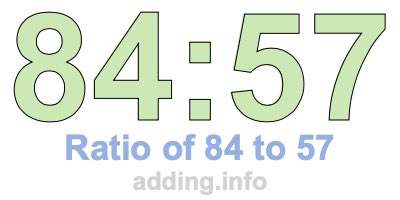 Ratio of 84 to 57 Ratio of 84 to 57