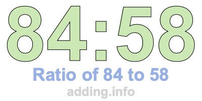Ratio of 84 to 58 Ratio of 84 to 58