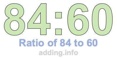 Ratio of 84 to 60 Ratio of 84 to 60