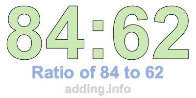 Ratio of 84 to 62 Ratio of 84 to 62