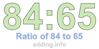 Ratio of 84 to 65 Ratio of 84 to 65