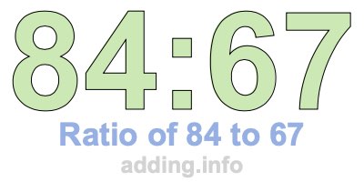 Ratio of 84 to 67 Ratio of 84 to 67