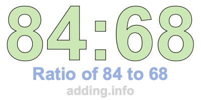 Ratio of 84 to 68 Ratio of 84 to 68
