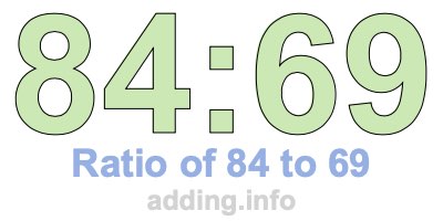 Ratio of 84 to 69 Ratio of 84 to 69