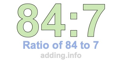 Ratio of 84 to 7 Ratio of 84 to 7
