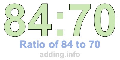 Ratio of 84 to 70 Ratio of 84 to 70