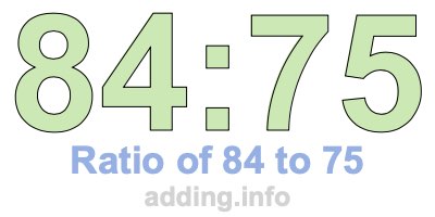 Ratio of 84 to 75 Ratio of 84 to 75