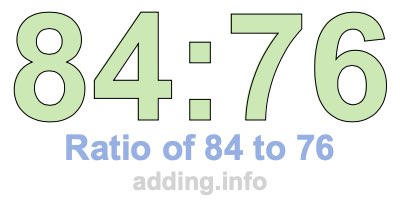 Ratio of 84 to 76 Ratio of 84 to 76