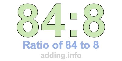 Ratio of 84 to 8 Ratio of 84 to 8