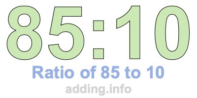 Ratio of 85 to 10 Ratio of 85 to 10