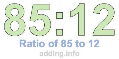 Ratio of 85 to 12 Ratio of 85 to 12