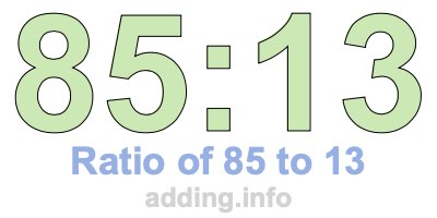 Ratio of 85 to 13 Ratio of 85 to 13