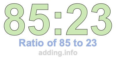 Ratio of 85 to 23 Ratio of 85 to 23