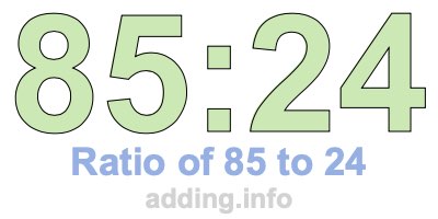 Ratio of 85 to 24 Ratio of 85 to 24