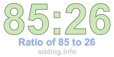 Ratio of 85 to 26 Ratio of 85 to 26