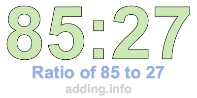 Ratio of 85 to 27 Ratio of 85 to 27