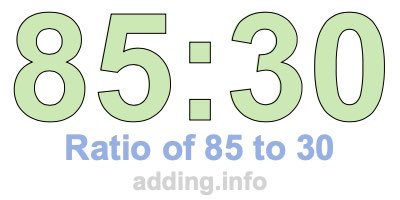 Ratio of 85 to 30 Ratio of 85 to 30