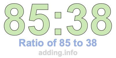 Ratio of 85 to 38 Ratio of 85 to 38
