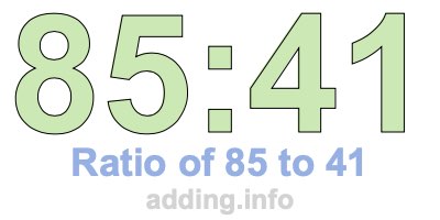 Ratio of 85 to 41 Ratio of 85 to 41