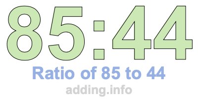 Ratio of 85 to 44 Ratio of 85 to 44