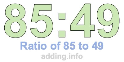 Ratio of 85 to 49
