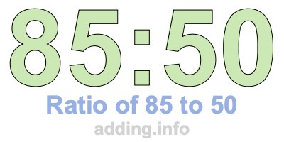 Ratio of 85 to 50 Ratio of 85 to 50