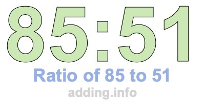 Ratio of 85 to 51 Ratio of 85 to 51