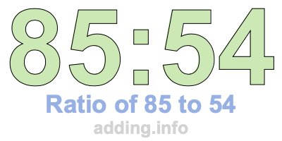 Ratio of 85 to 54 Ratio of 85 to 54