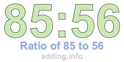 Ratio of 85 to 56 Ratio of 85 to 56