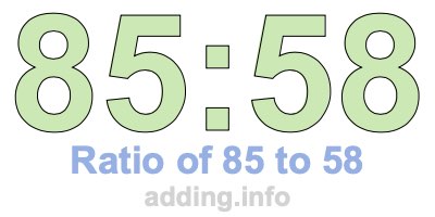 Ratio of 85 to 58 Ratio of 85 to 58