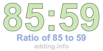 Ratio of 85 to 59 Ratio of 85 to 59