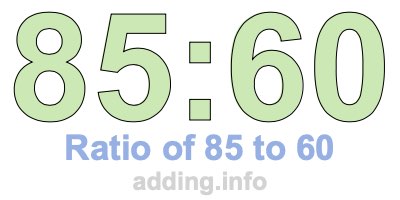 Ratio of 85 to 60 Ratio of 85 to 60