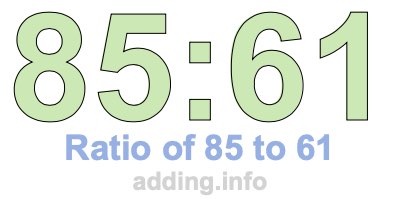 Ratio of 85 to 61 Ratio of 85 to 61