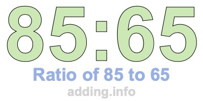 Ratio of 85 to 65 Ratio of 85 to 65