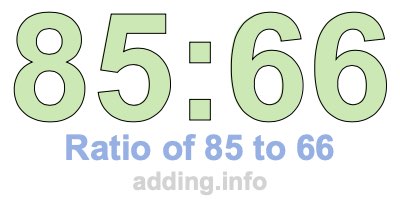 Ratio of 85 to 66 Ratio of 85 to 66