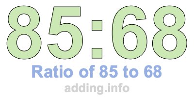 Ratio of 85 to 68 Ratio of 85 to 68
