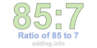 Ratio of 85 to 7 Ratio of 85 to 7