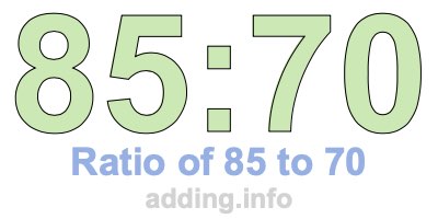 Ratio of 85 to 70 Ratio of 85 to 70