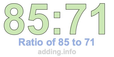 Ratio of 85 to 71