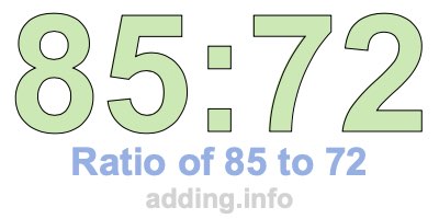 Ratio of 85 to 72 Ratio of 85 to 72