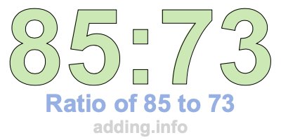 Ratio of 85 to 73 Ratio of 85 to 73
