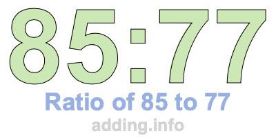 Ratio of 85 to 77 Ratio of 85 to 77