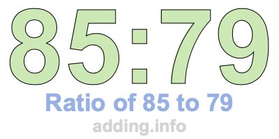 Ratio of 85 to 79 Ratio of 85 to 79