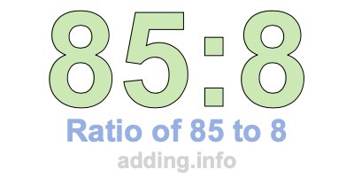 Ratio of 85 to 8 Ratio of 85 to 8