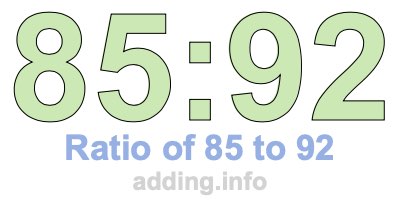 Ratio of 85 to 92 Ratio of 85 to 92