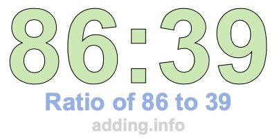 Ratio of 86 to 39 Ratio of 86 to 39
